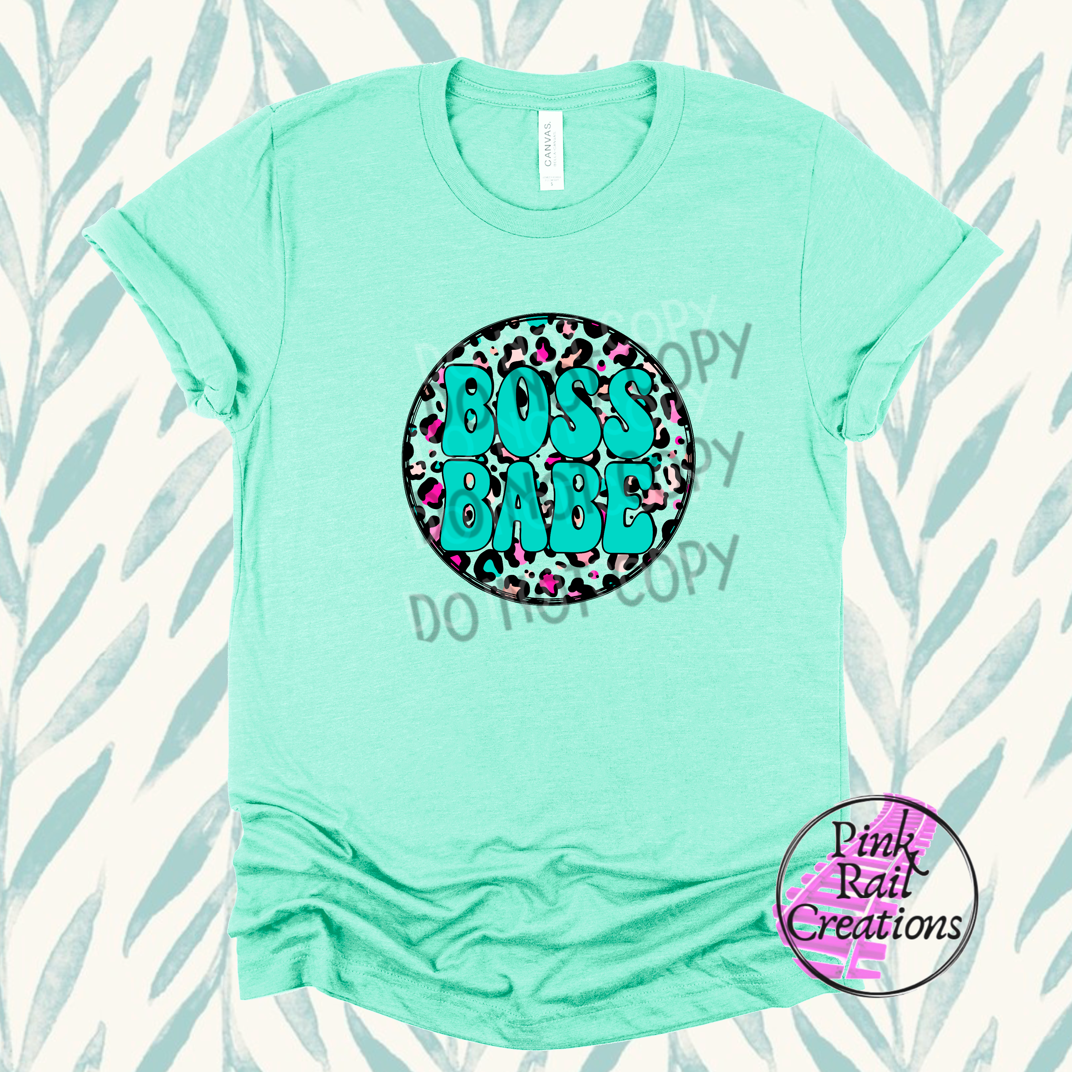 35-02 Teal Cheetah Boss Babes Circle DTF Transfer Only