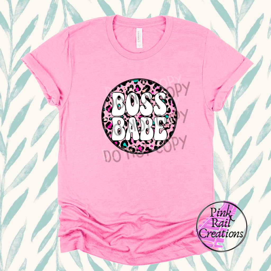 35-03 White Cheetah Boss Babes Circle DTF Transfer Only