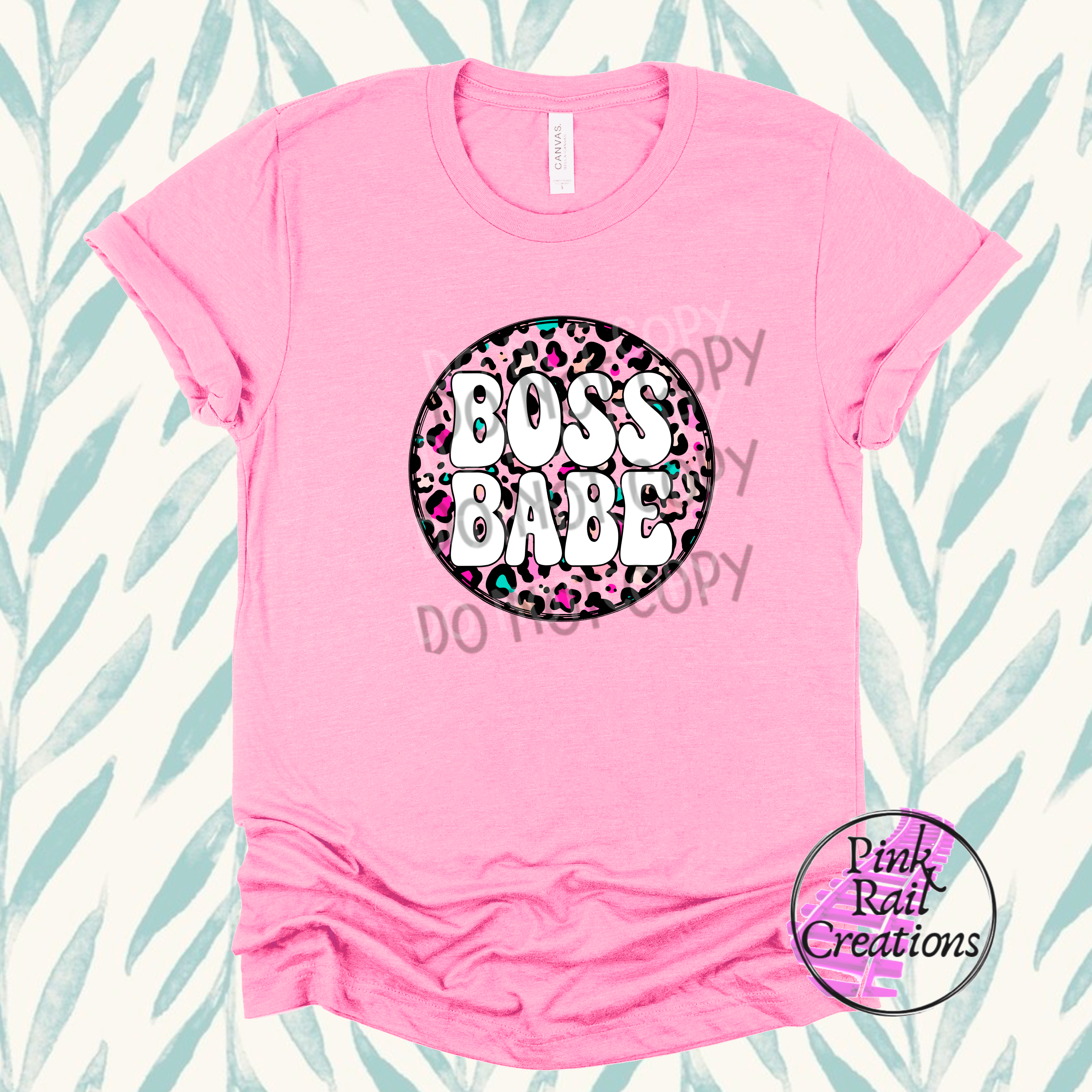 35-03 White Cheetah Boss Babes Circle DTF Transfer Only