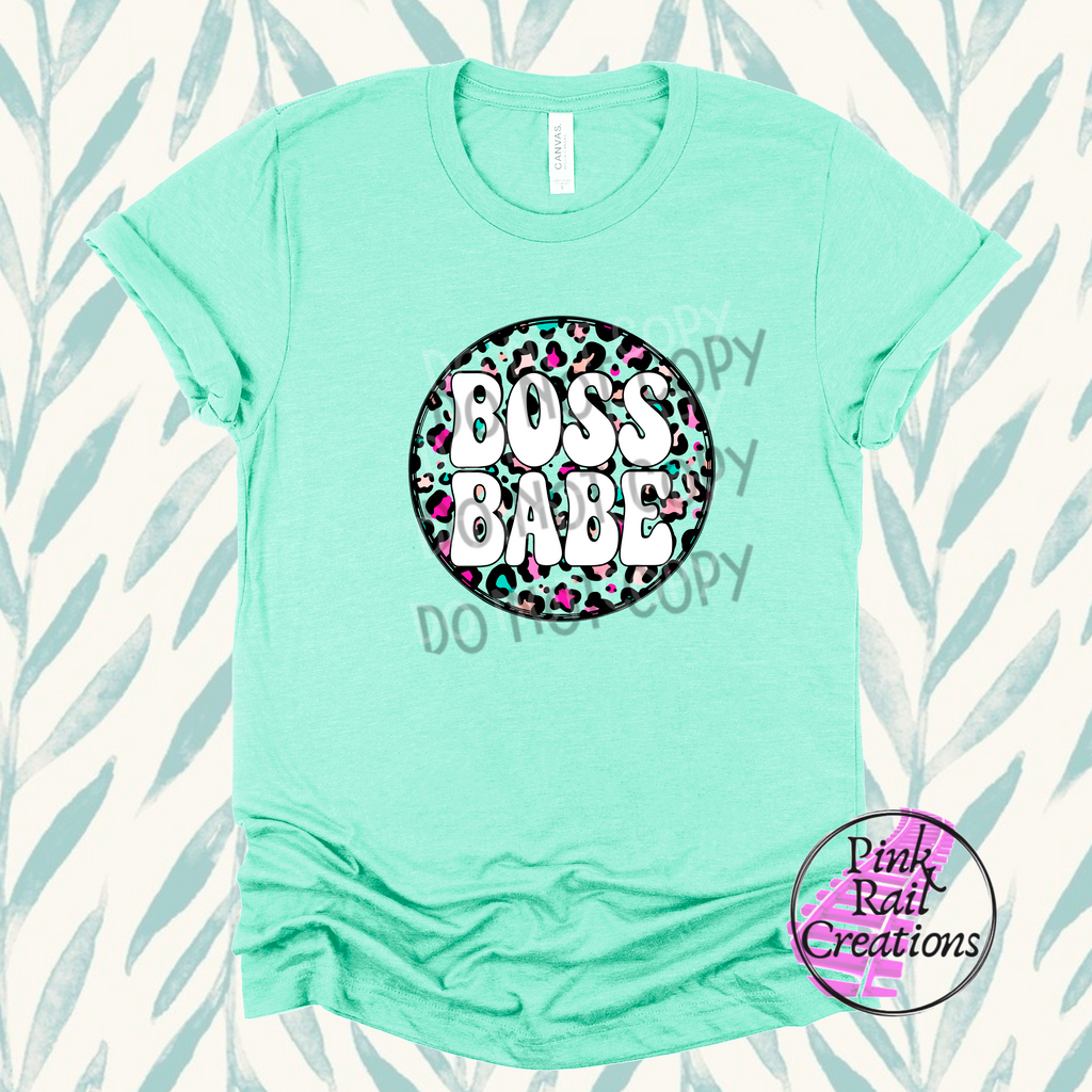 35-03 White Cheetah Boss Babes Circle DTF Transfer Only