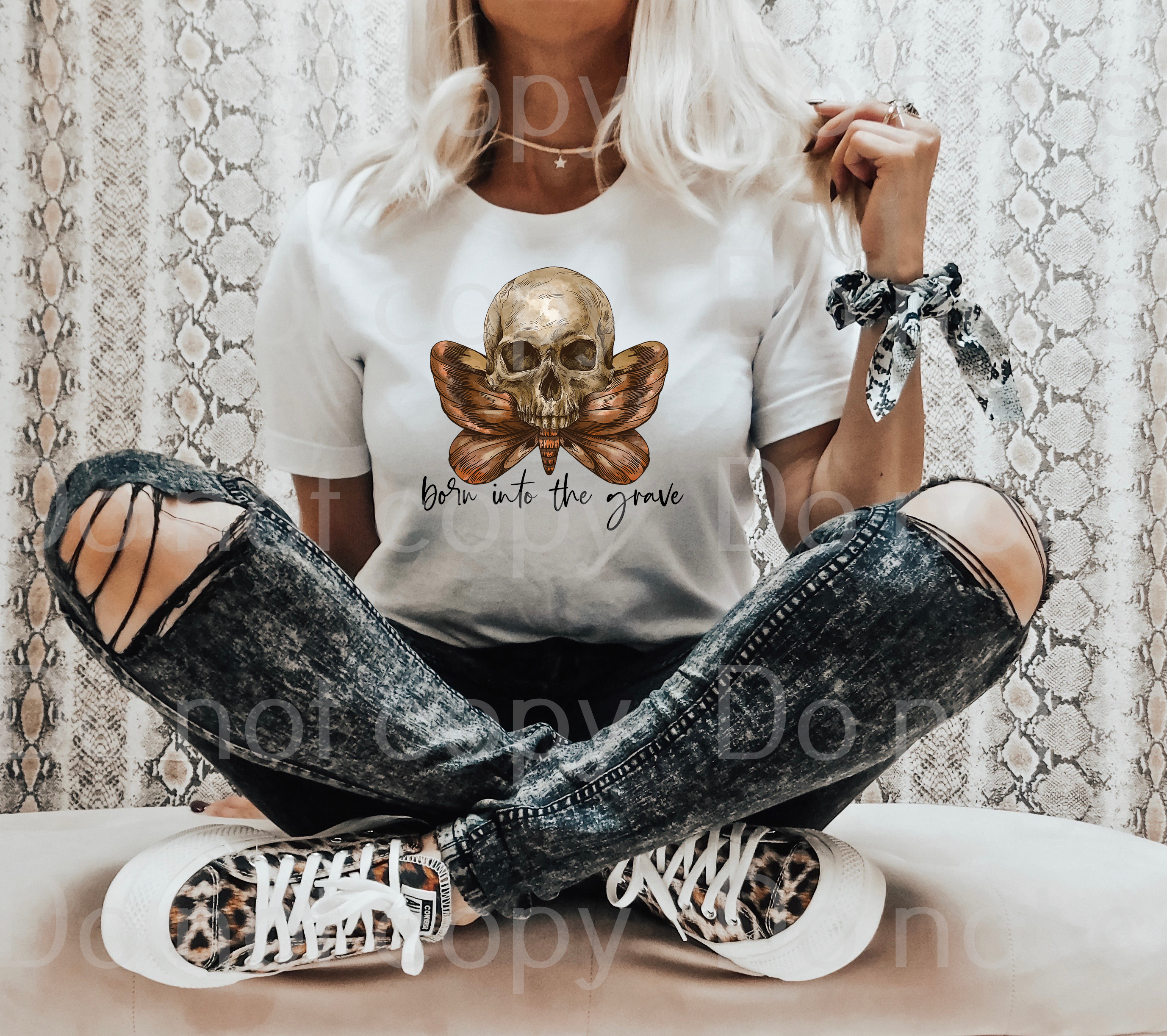 10-183 Born into the grave skull butterfly DTF TRANSFER ONLY.