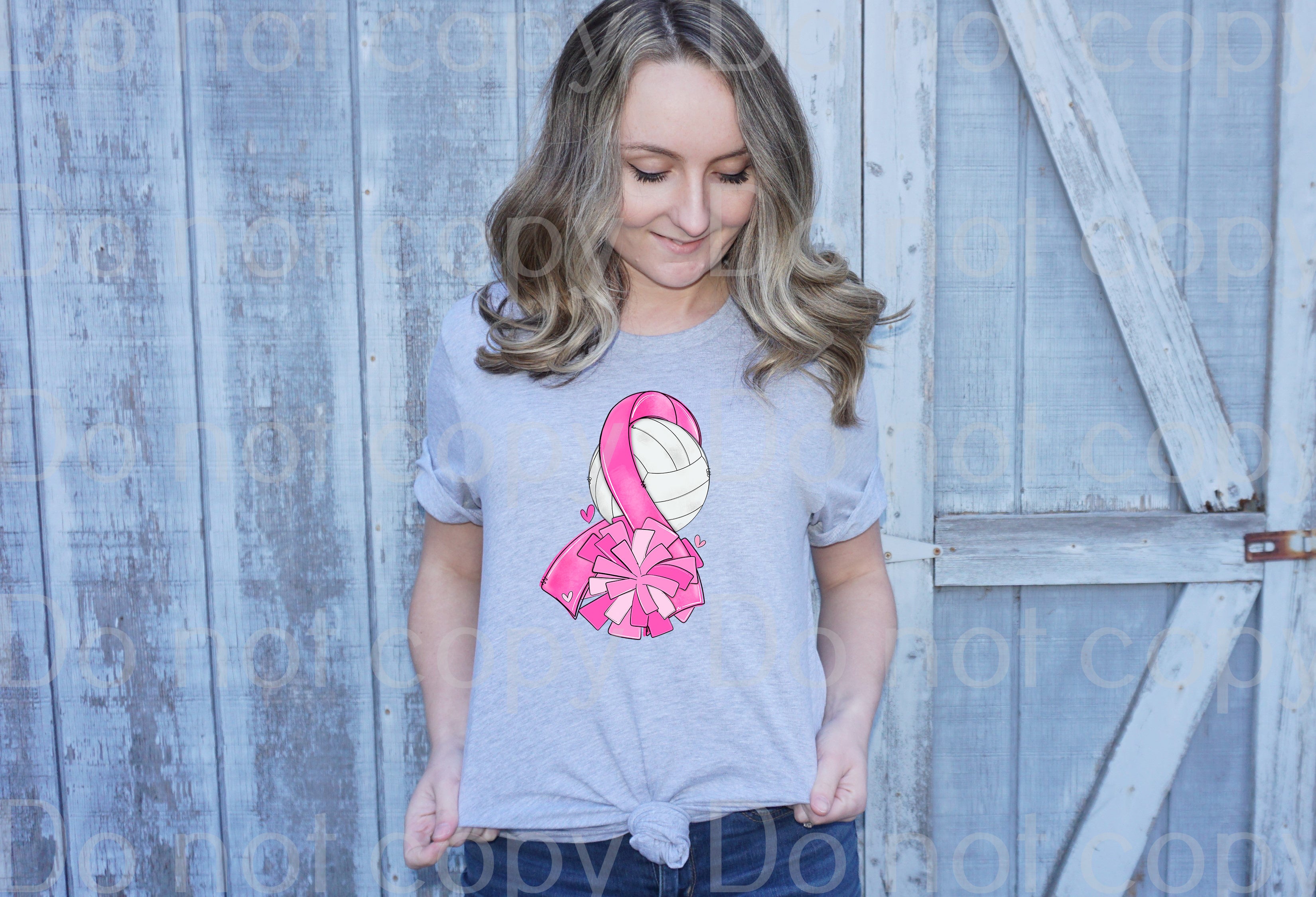 45-63 Breast cancer ribbon Volleyball DTF TRANSFER ONLY