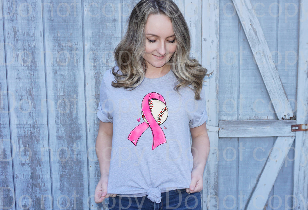 26-65 Breast cancer ribbon baseball DTF TRANSFER ONLY – Pink Rail Creations