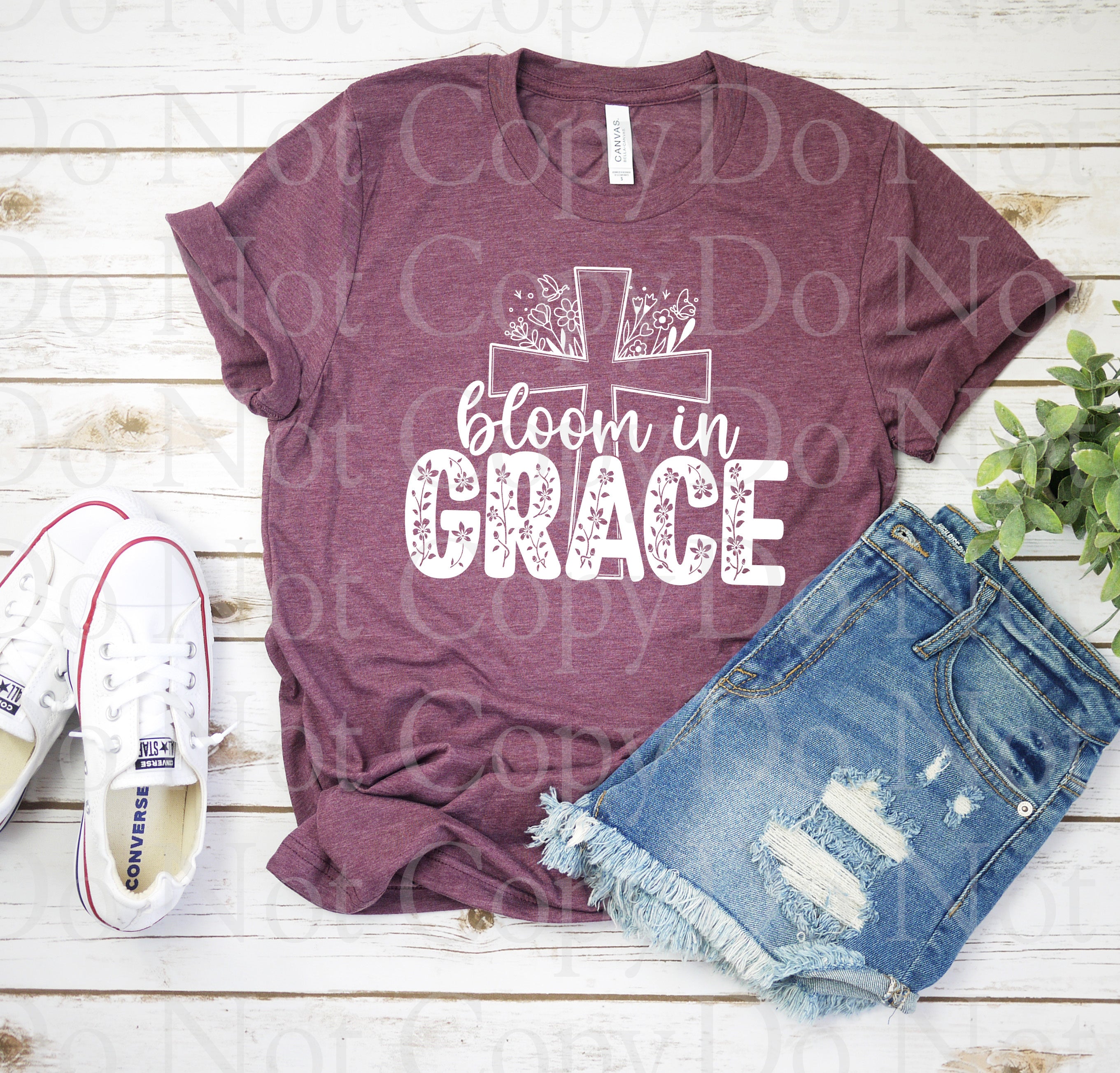 O-16 Bloom in grace white  DTF TRANSFER ONLY