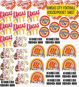 PD-9 Pre-Designed Koozie/Pocket Kansas City Football Sheet (24-inch sheet-DTF TRANSFER ONLY)