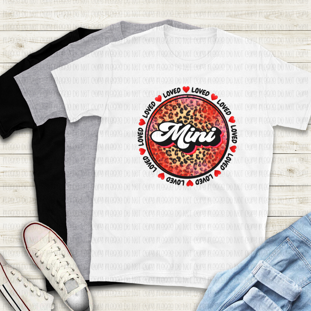 02-29 Loved Mini Leopard Circle Valentines DTF TRANSFER ONLY